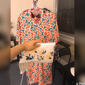 Japanese silk floral modernized  kimono